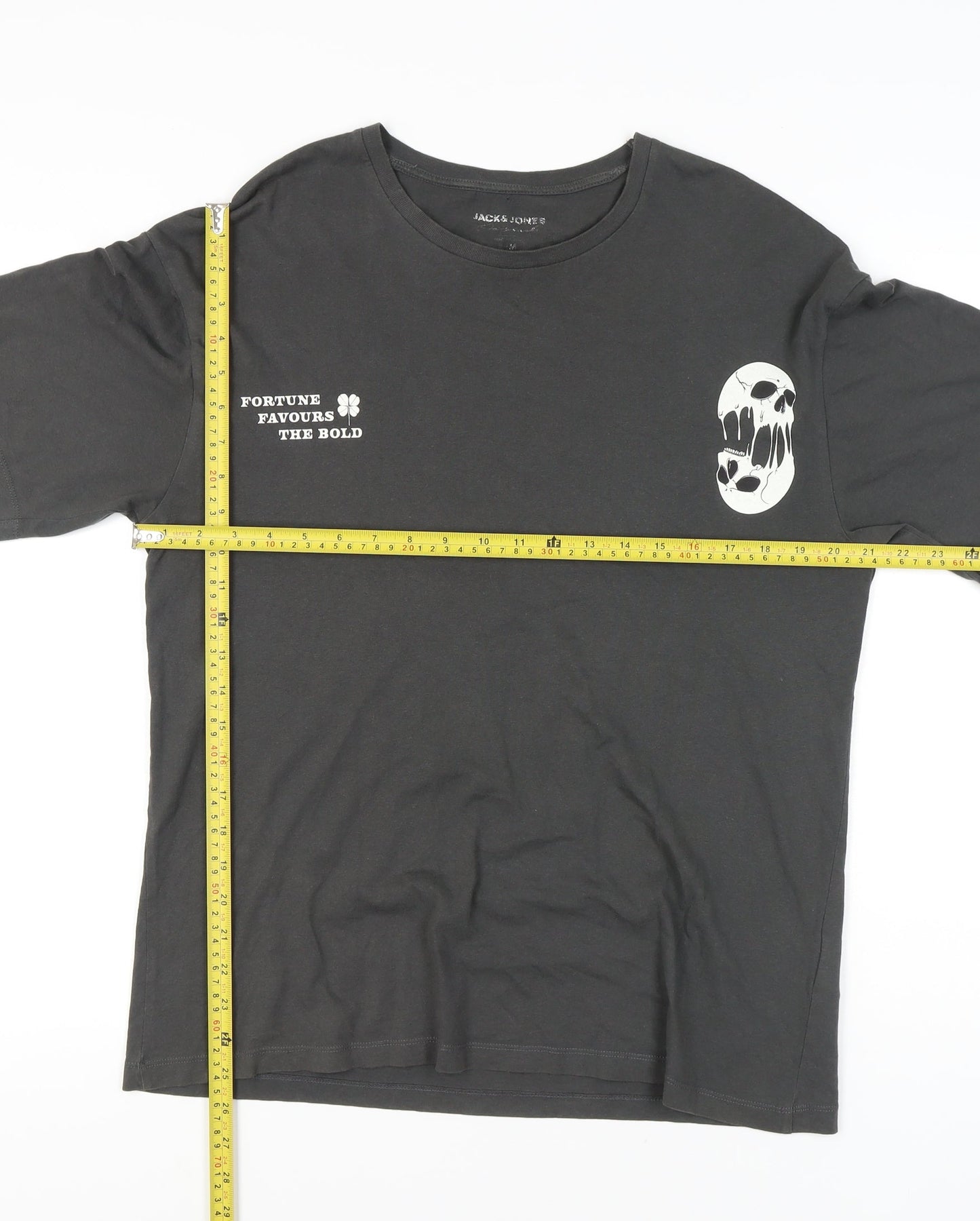 Jack & Jones Men’s Black Skull Graphic T-Shirt Size M Short Sleeve