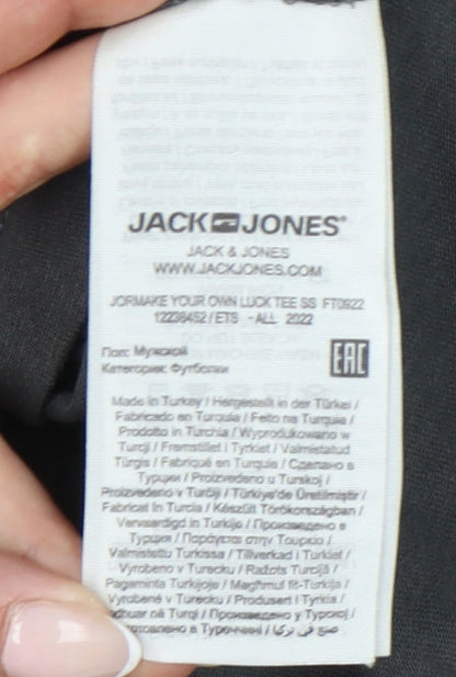 Jack & Jones Men’s Black Skull Graphic T-Shirt Size M Short Sleeve