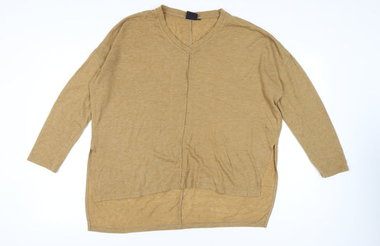 b.young Women’s Beige Pullover Jumper L V-Neck Long Sleeve Knit