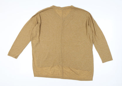 b.young Women’s Beige Pullover Jumper L V-Neck Long Sleeve Knit