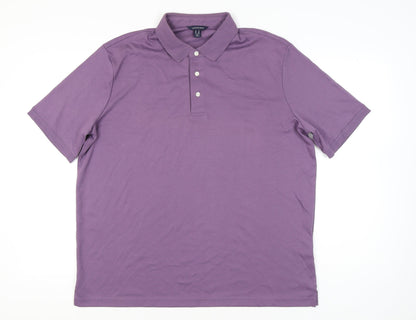 Lands' End Men's Purple XL Polo Shirt 100% Cotton Short Sleeve Casual