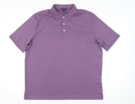 Lands' End Men's Purple XL Polo Shirt 100% Cotton Short Sleeve Casual