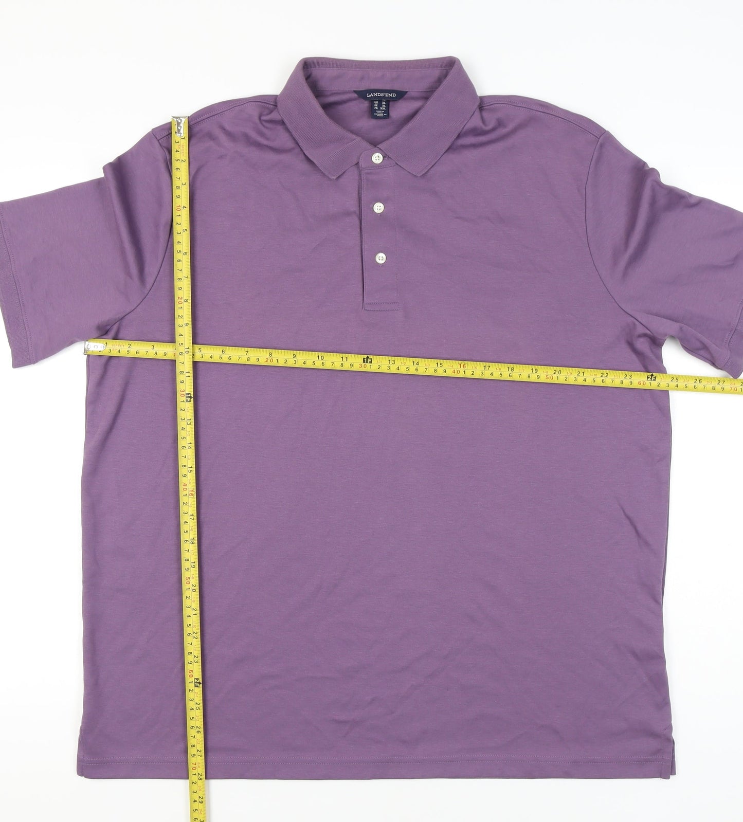 Lands' End Men's Purple XL Polo Shirt 100% Cotton Short Sleeve Casual