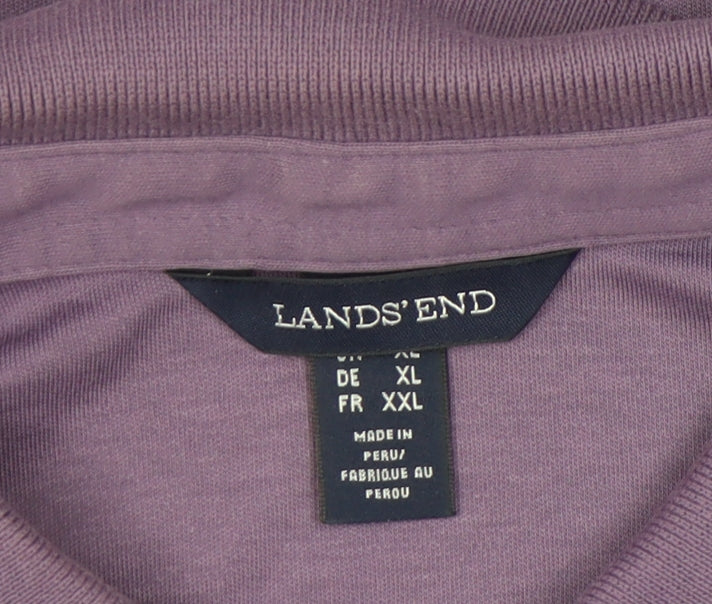 Lands' End Men's Purple XL Polo Shirt 100% Cotton Short Sleeve Casual