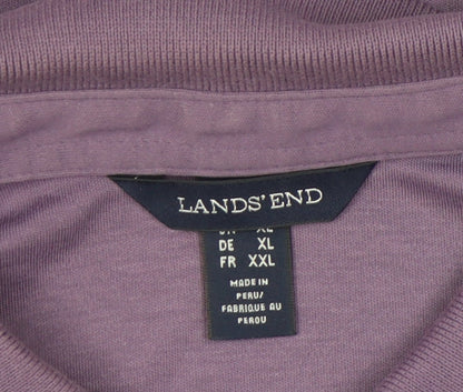 Lands' End Men's Purple XL Polo Shirt 100% Cotton Short Sleeve Casual