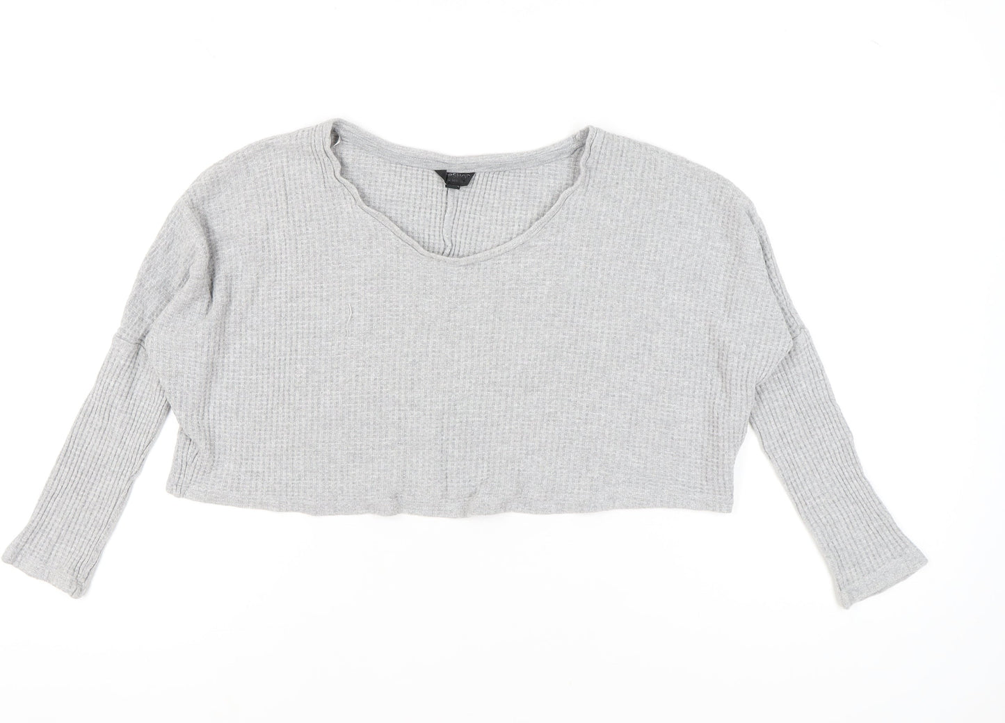 Womens UK Size 4 Topshop Grey Cropped T-Shirt