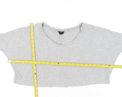 Womens UK Size 4 Topshop Grey Cropped T-Shirt