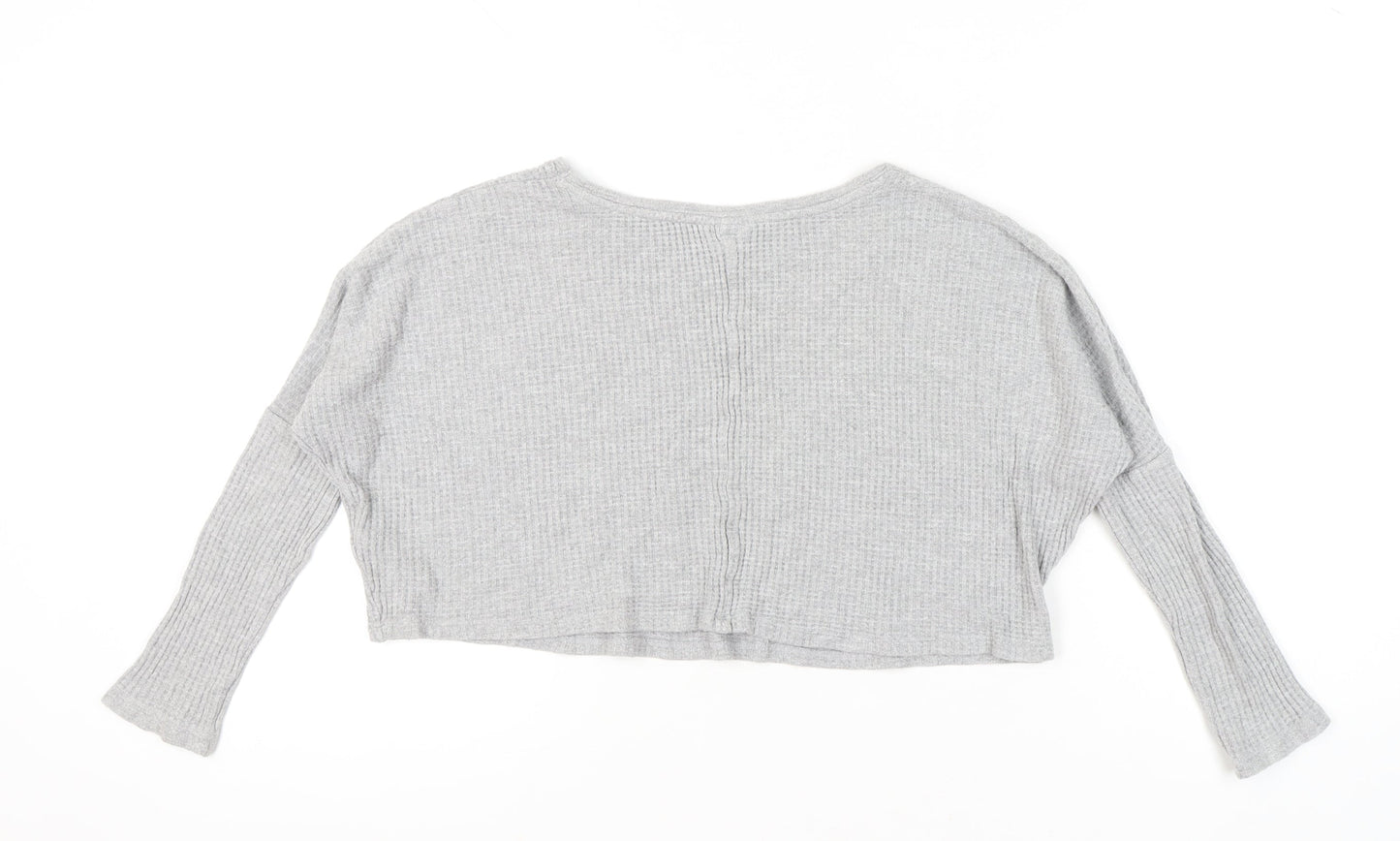 Womens UK Size 4 Topshop Grey Cropped T-Shirt