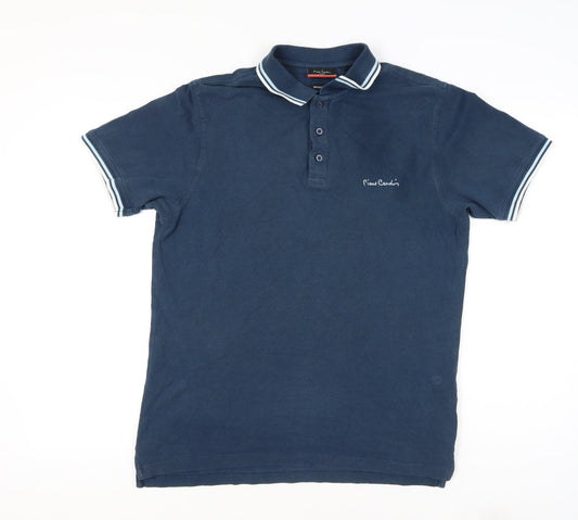 Pierre Cardin Mens Blue Cotton Polo Shirt L Regular Fit