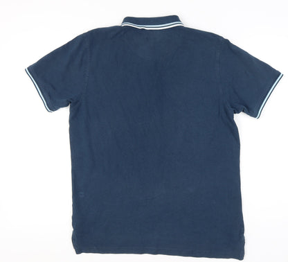 Pierre Cardin Mens Blue Cotton Polo Shirt L Regular Fit