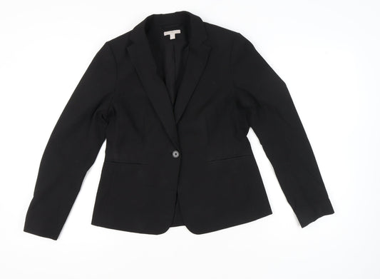 H&M Women’s Black Suit Jacket Size 12 Regular Notch Lapel Workwear