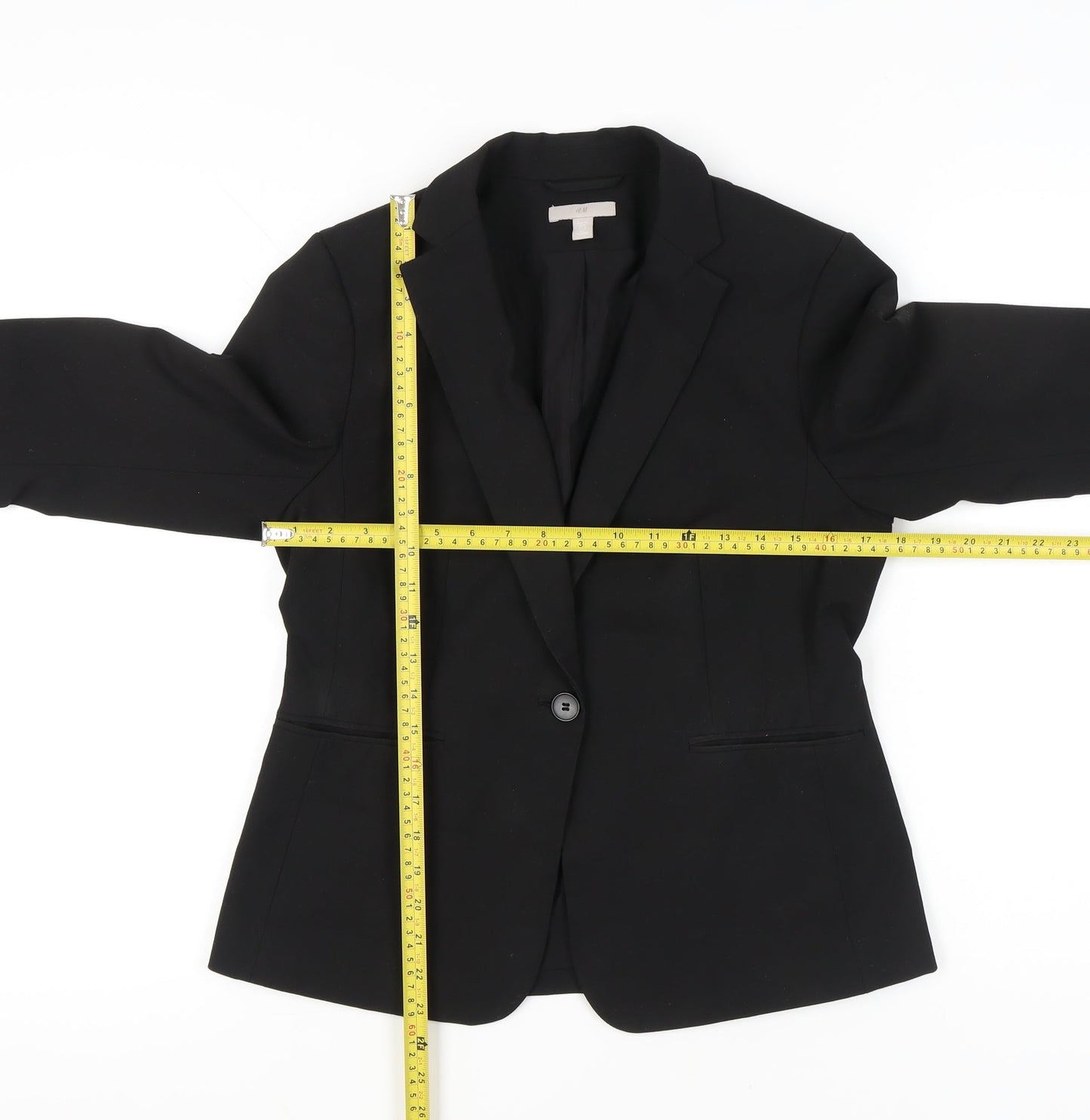 H&M Women’s Black Suit Jacket Size 12 Regular Notch Lapel Workwear
