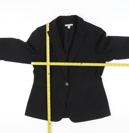 H&M Women’s Black Suit Jacket Size 12 Regular Notch Lapel Workwear