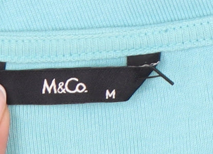 M&Co. Women’s Blue Crochet Trim 100% Cotton Tank Top Size M