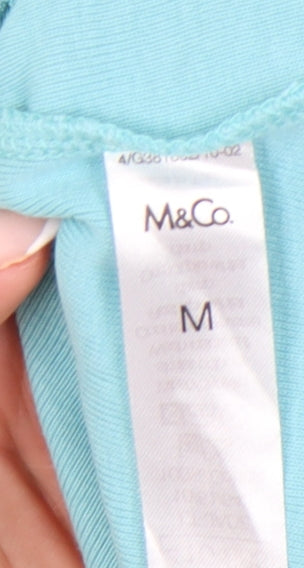 M&Co. Women’s Blue Crochet Trim 100% Cotton Tank Top Size M