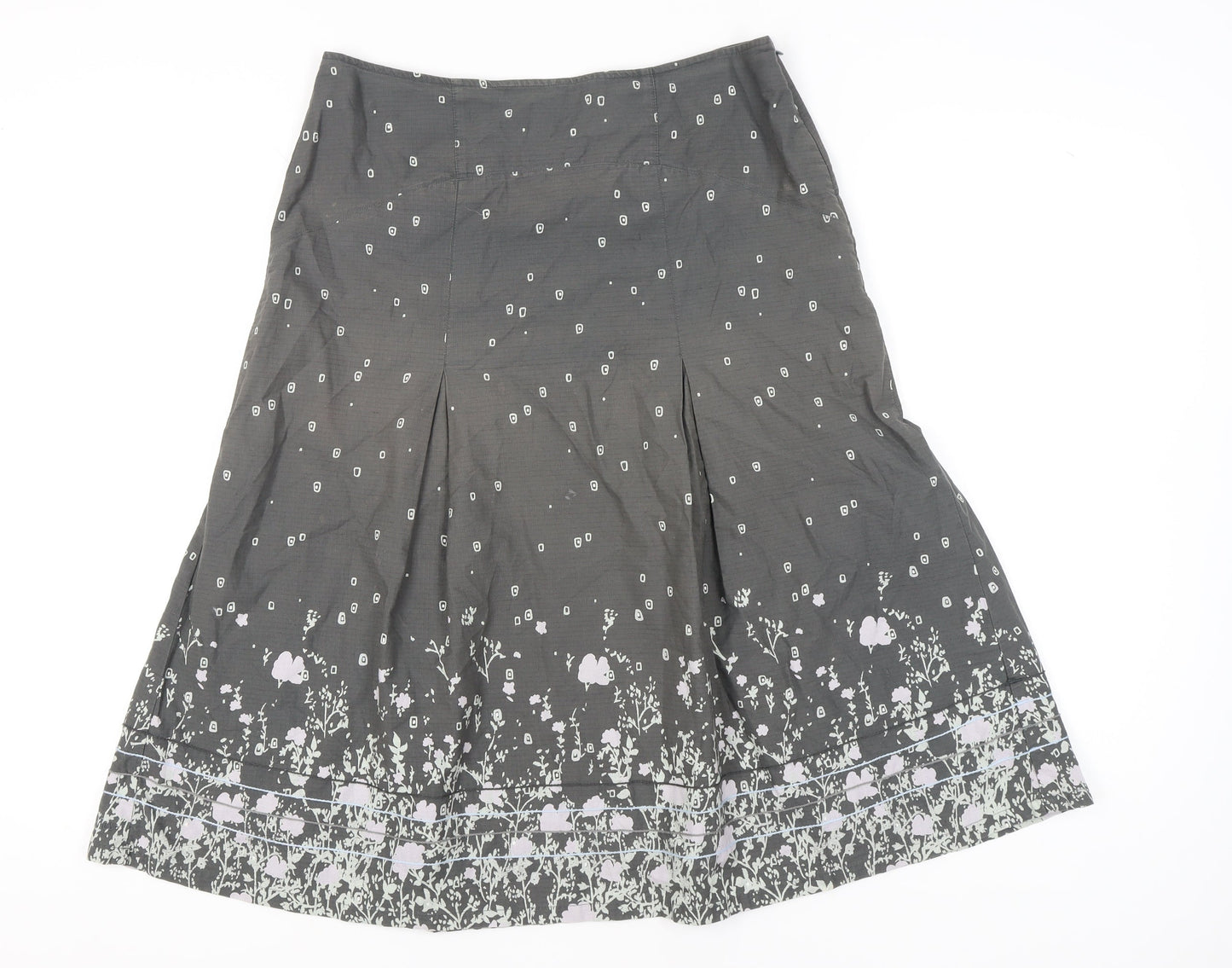 Fat Face Women’s Grey Floral A-Line Cotton Skirt Size 12