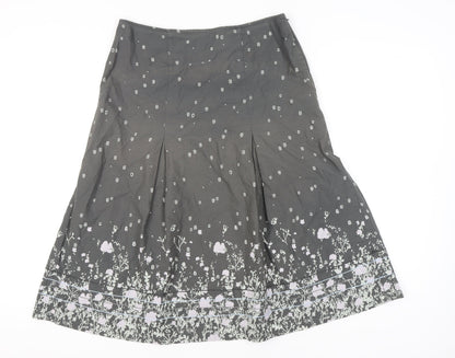 Fat Face Women’s Grey Floral A-Line Cotton Skirt Size 12
