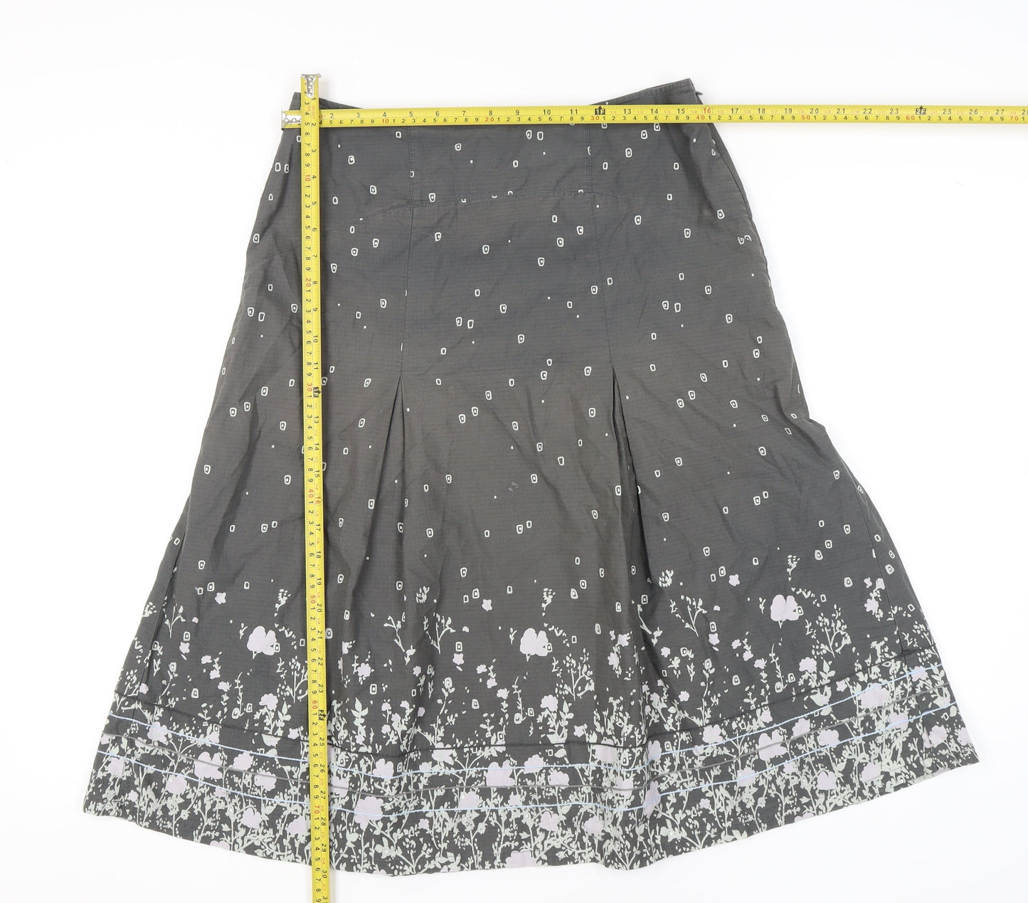 Fat Face Women’s Grey Floral A-Line Cotton Skirt Size 12