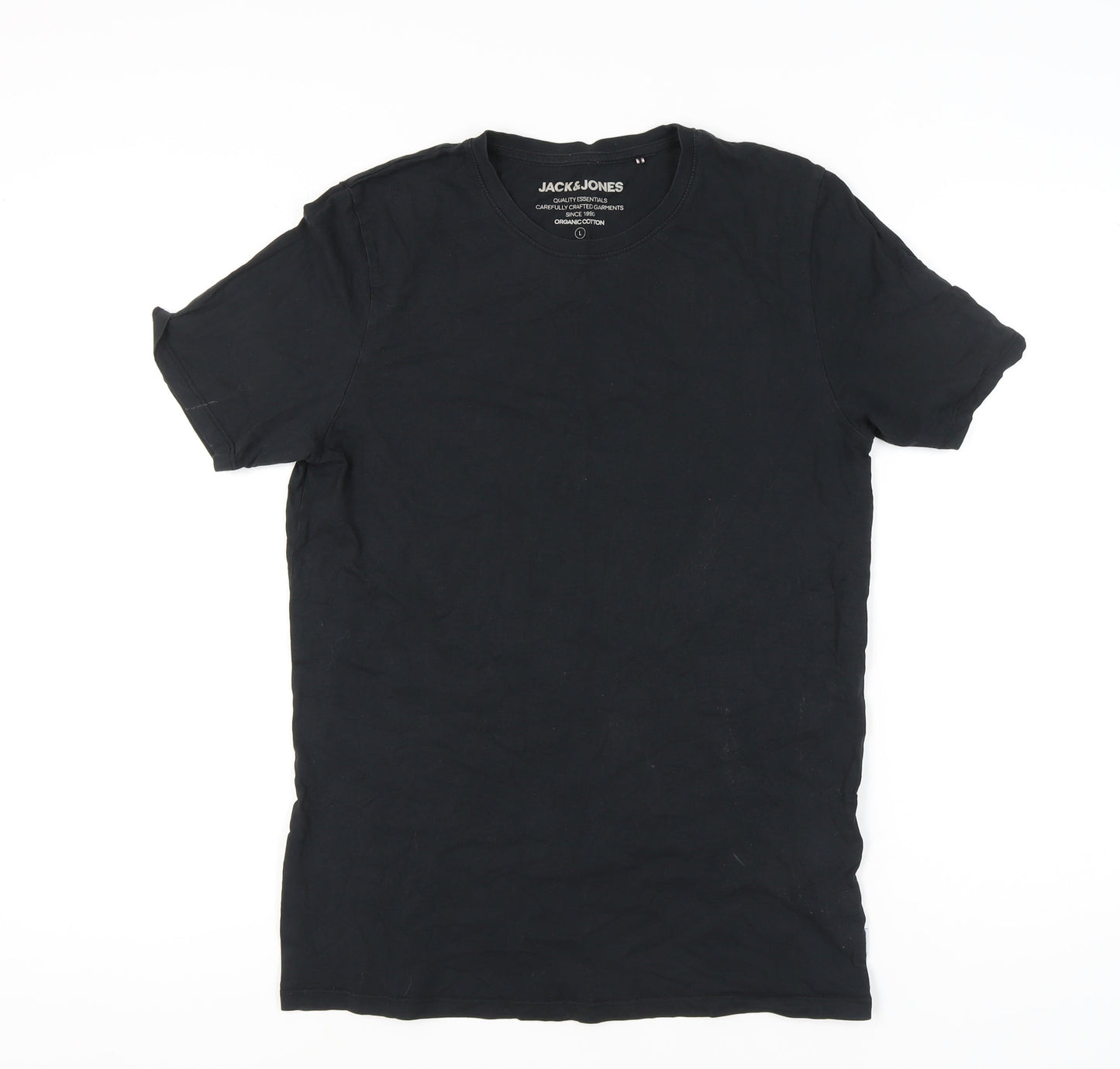 Jack & Jones Men’s Black Cotton Crew Neck Short Sleeve T-Shirt L
