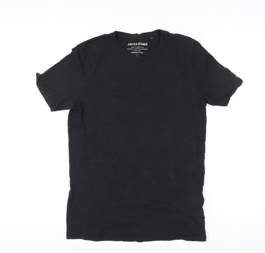 Jack & Jones Men’s Black Cotton Crew Neck Short Sleeve T-Shirt L