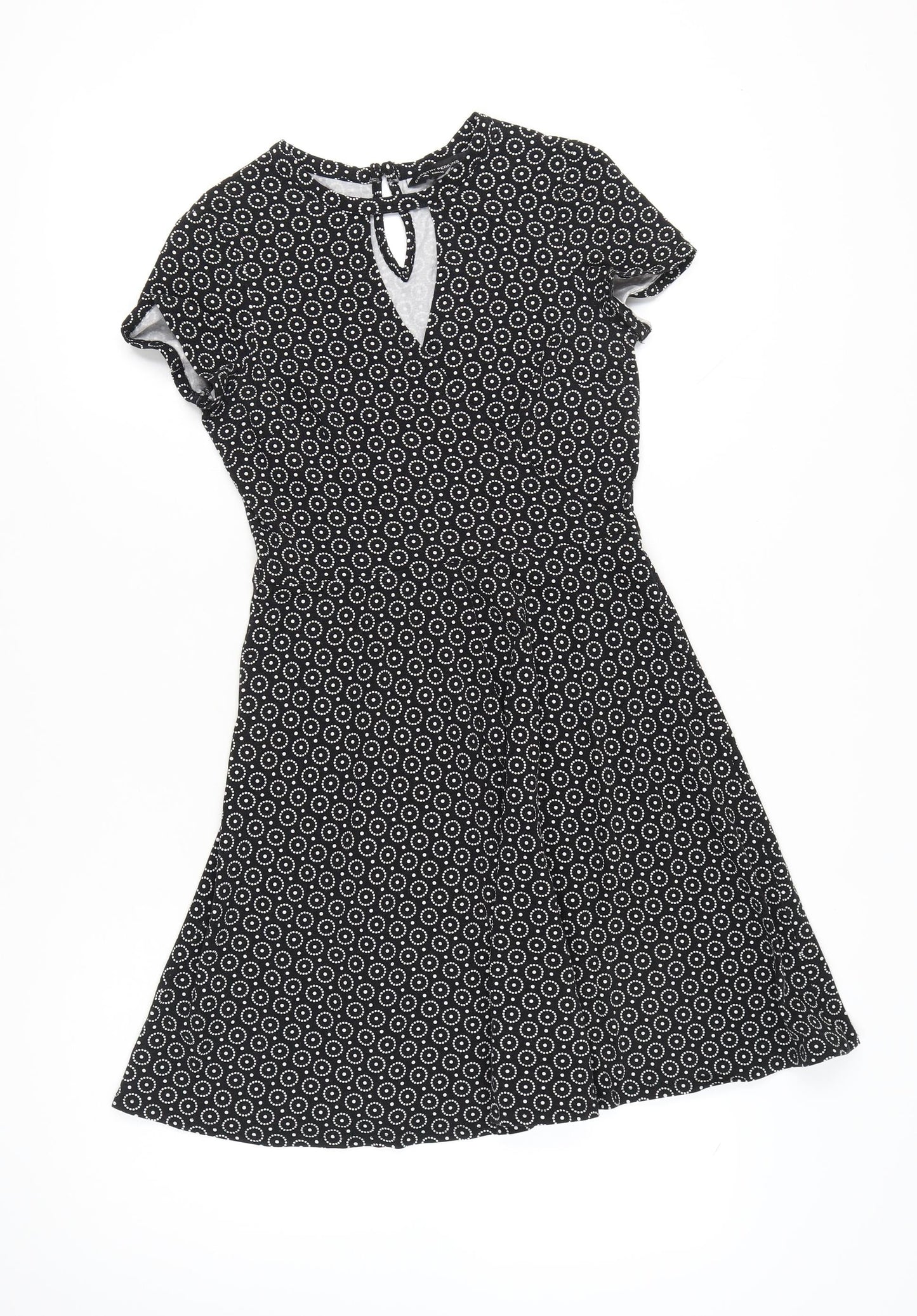 Dorothy Perkins Women’s Black Geometric Skater Dress Size 10