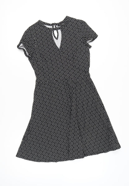 Dorothy Perkins Women’s Black Geometric Skater Dress Size 10
