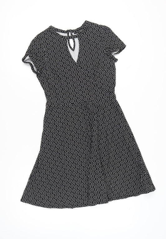 Dorothy Perkins Women’s Black Geometric Skater Dress Size 10
