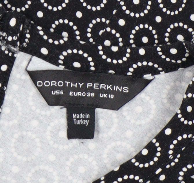 Dorothy Perkins Women’s Black Geometric Skater Dress Size 10