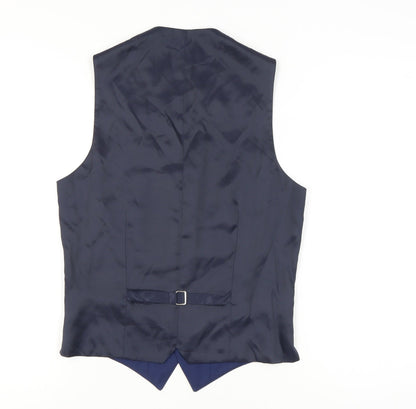 Super 100 Men's Royal Blue Wool Slim Fit Suit Waistcoat 36R Classic Formal