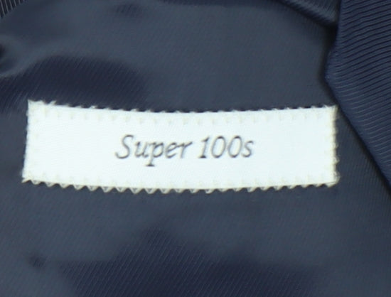 Super 100 Men's Royal Blue Wool Slim Fit Suit Waistcoat 36R Classic Formal