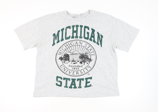 Primark Women’s Grey Michigan State T-Shirt M Short Sleeve Crew Neck
