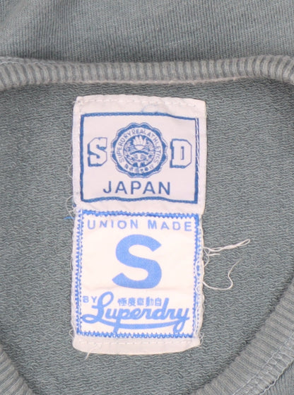 Superdry Women’s Blue Sweatshirt S Cotton Logo Print Crew Neck