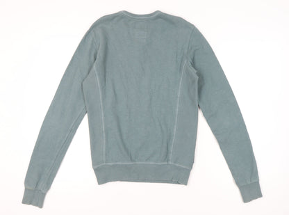 Superdry Women’s Blue Sweatshirt S Cotton Logo Print Crew Neck