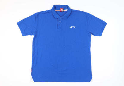 Slazenger Mens Blue Polo Shirt L Regular Fit Short Sleeve Cotton