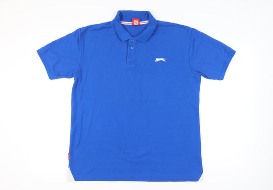 Slazenger Mens Blue Polo Shirt L Regular Fit Short Sleeve Cotton