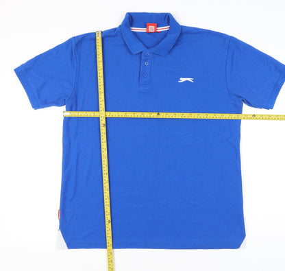 Slazenger Mens Blue Polo Shirt L Regular Fit Short Sleeve Cotton