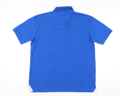Slazenger Mens Blue Polo Shirt L Regular Fit Short Sleeve Cotton