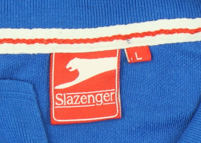 Slazenger Mens Blue Polo Shirt L Regular Fit Short Sleeve Cotton
