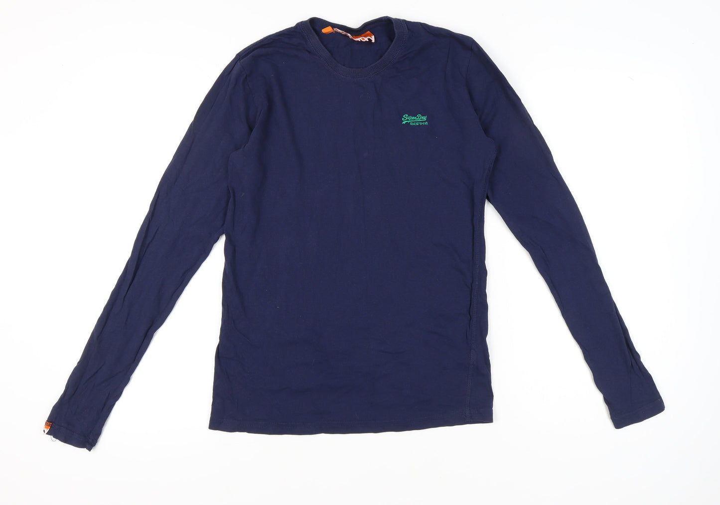 Superdry Men’s Blue Long Sleeve Crew Neck Cotton T-Shirt Size S