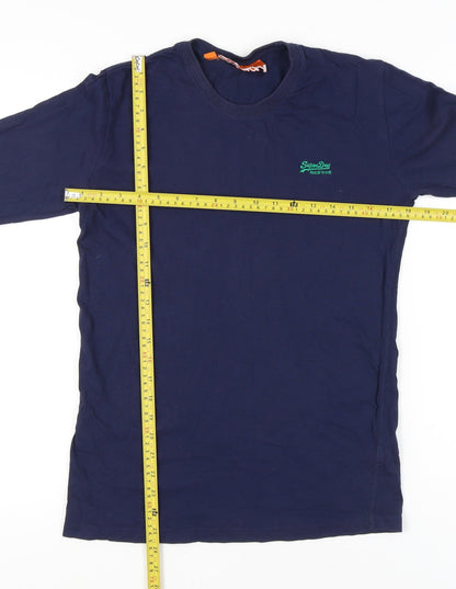 Superdry Men’s Blue Long Sleeve Crew Neck Cotton T-Shirt Size S