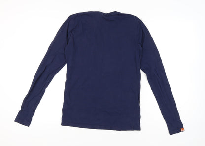 Superdry Men’s Blue Long Sleeve Crew Neck Cotton T-Shirt Size S