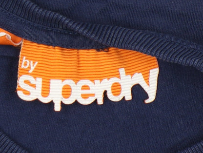 Superdry Men’s Blue Long Sleeve Crew Neck Cotton T-Shirt Size S