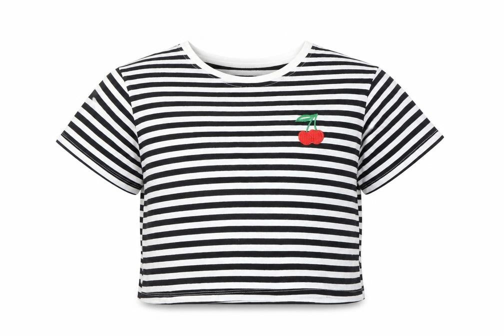 Womens UK Size 6 New Look Black Cropped T-Shirt