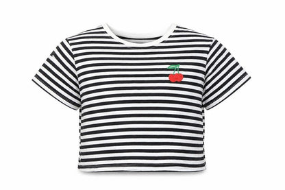 Womens UK Size 6 New Look Black Cropped T-Shirt