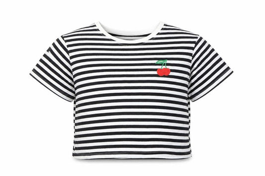 Womens UK Size 6 New Look Black Cropped T-Shirt