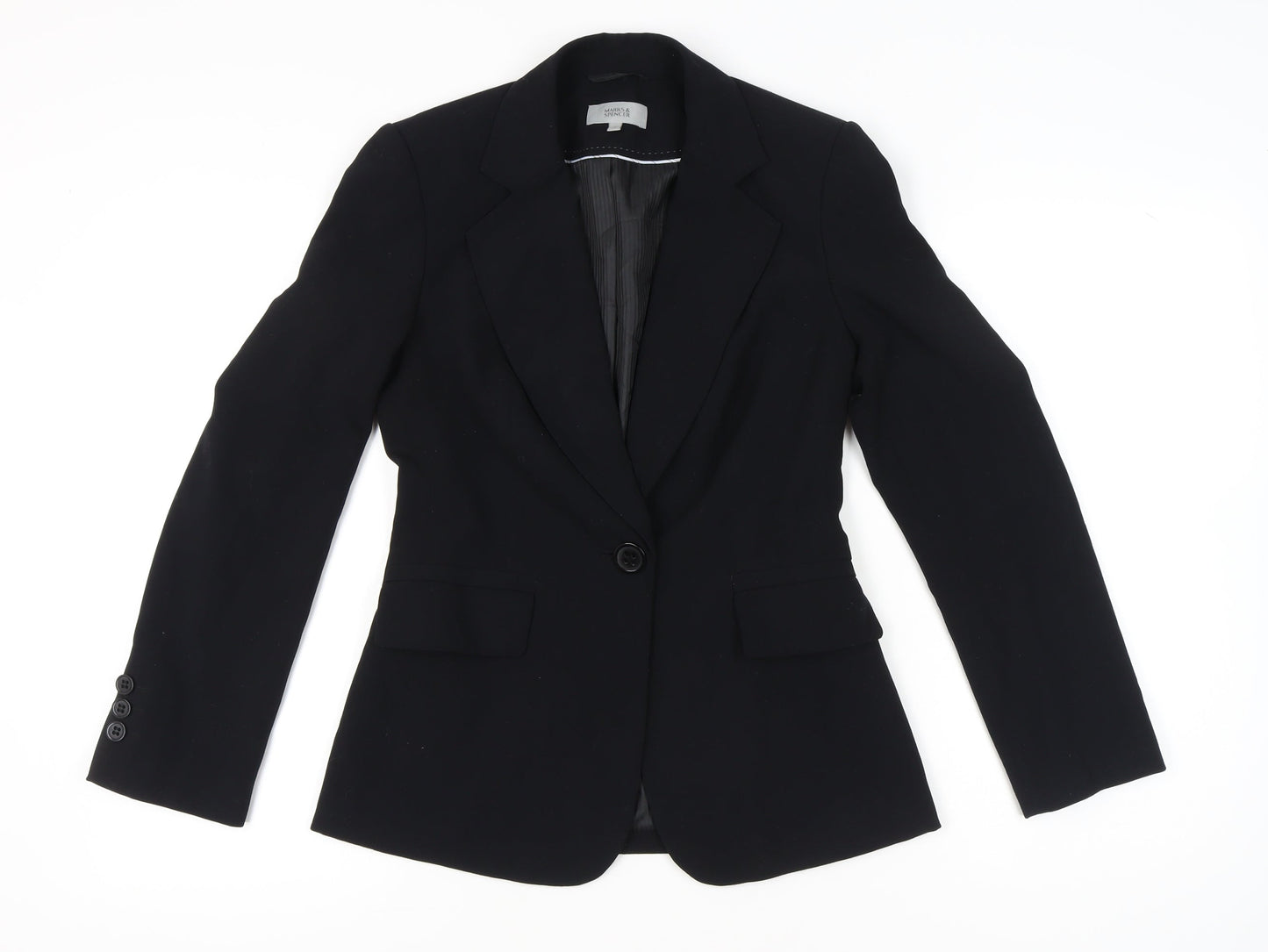 Marks and Spencer Women Black UK 8 Tailored Blazer Jacket
