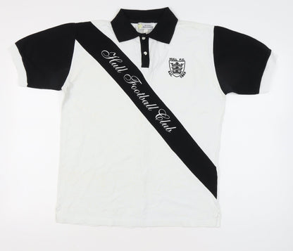 Hull F.C. Mens Polo Shirt Black White L Rugby Embroidered Logo