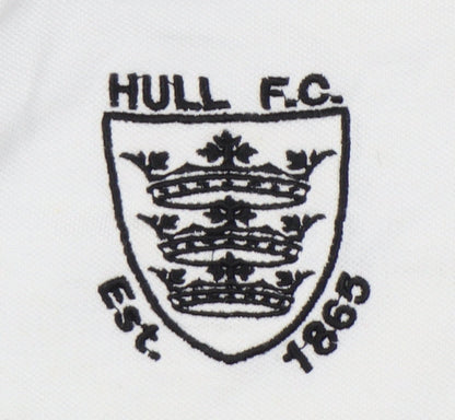 Hull F.C. Mens Polo Shirt Black White L Rugby Embroidered Logo