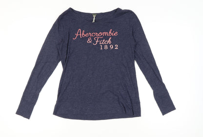 Abercrombie & Fitch Women’s Blue Scoop Neck Long Sleeve T-Shirt M