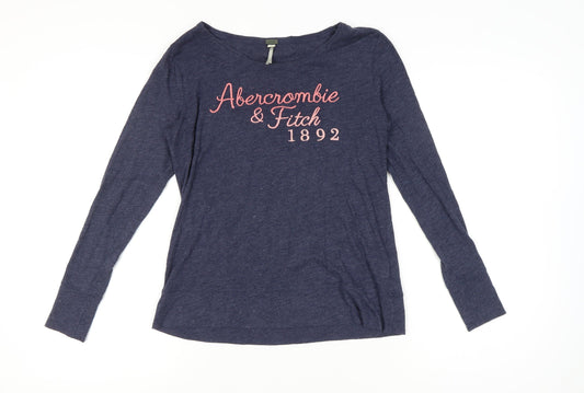 Abercrombie & Fitch Women’s Blue Scoop Neck Long Sleeve T-Shirt M